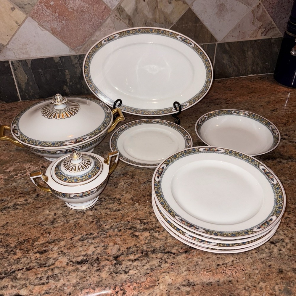 Thomas Bavaria Harvest Fine China Set Fruit Gold Trim Germany 9-Piece Vintage